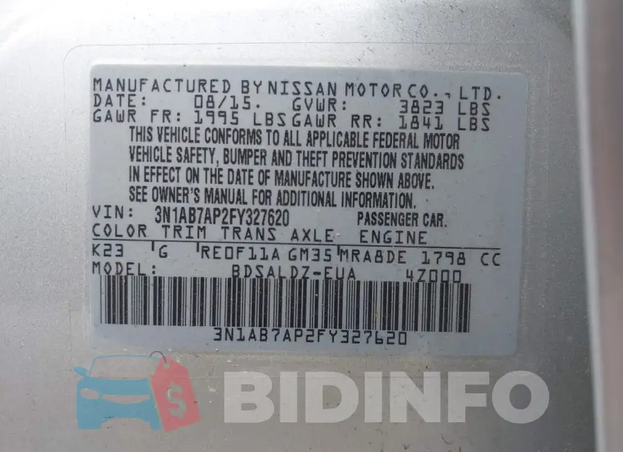 3N1AB7AP2FY327620 Photo# 9