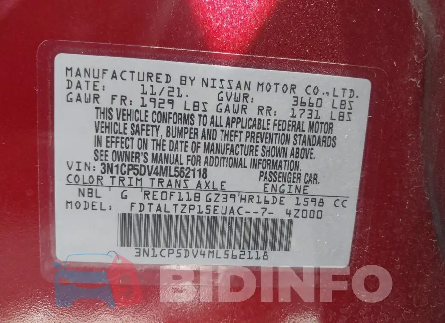 3N1CP5DV4ML562118 Photo# 9