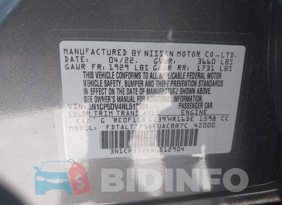 3N1CP5DV4NL512904 Photo# 9