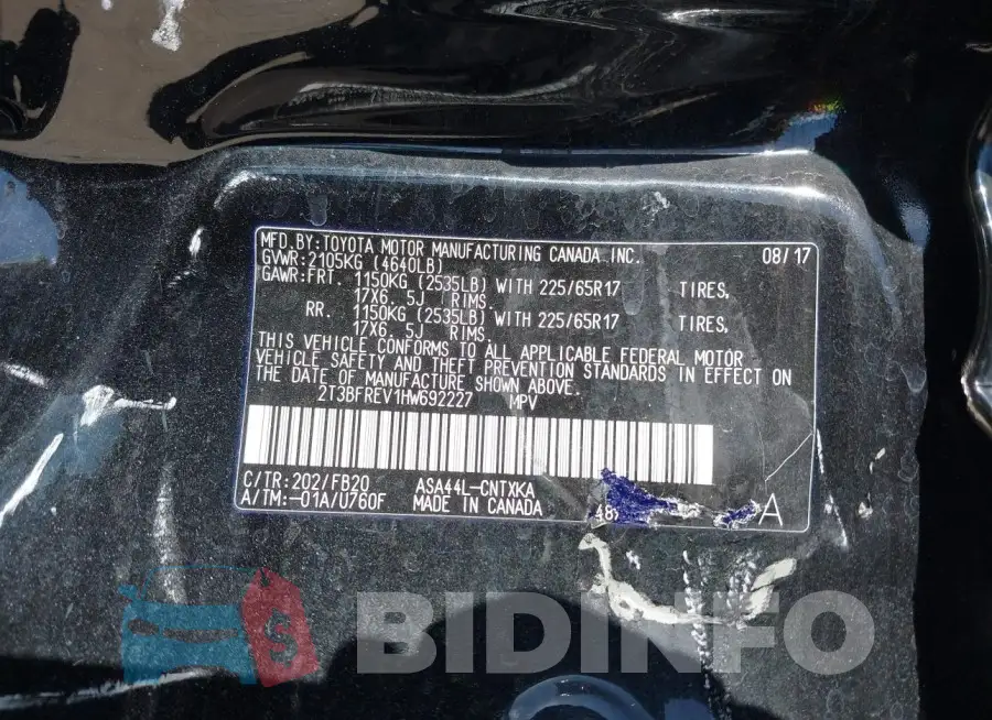 2T3BFREV1HW692227 Photo# 9