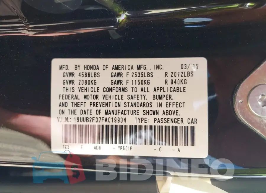 19UUB2F37FA019934 Photo# 9