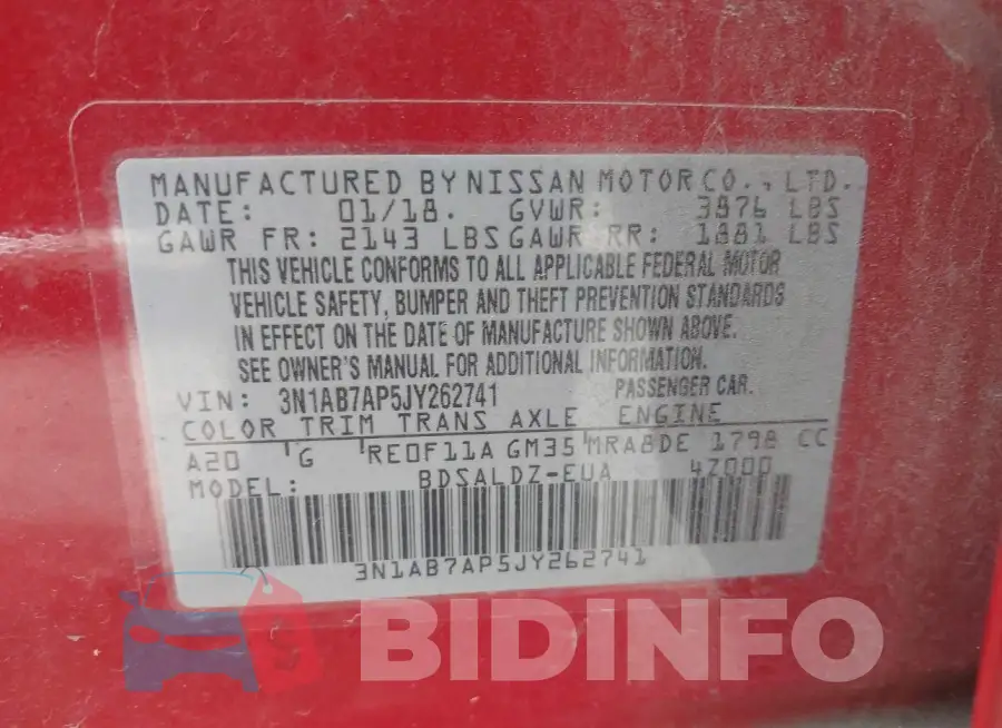 3N1AB7AP5JY262741 Photo# 9
