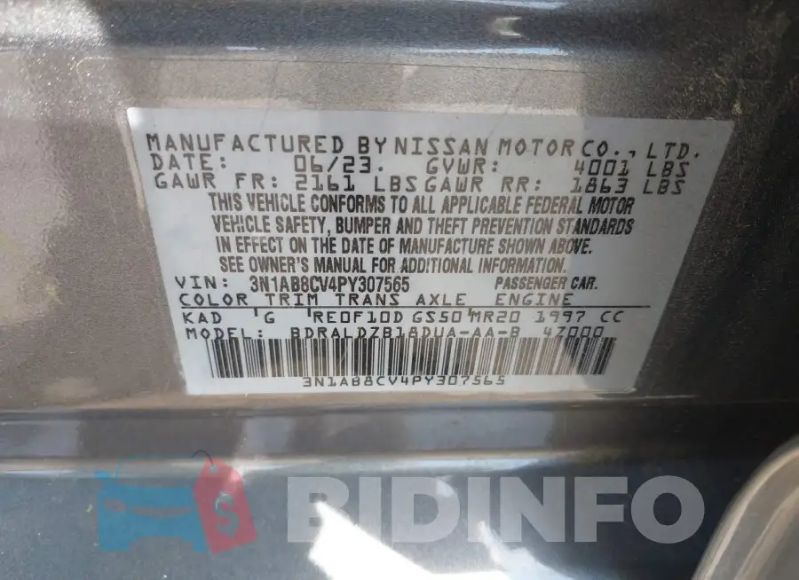 3N1AB8CV4PY307565 Photo# 9