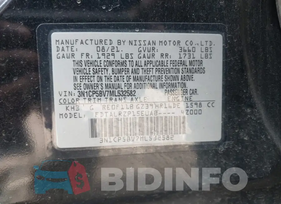3N1CP5BV7ML532582 Photo# 8