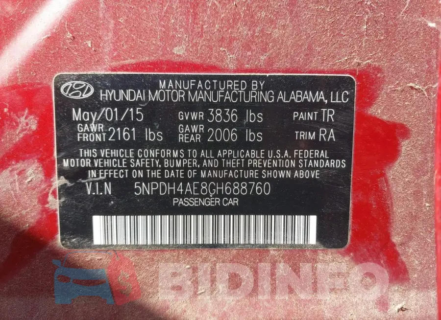 5NPDH4AE8GH688760 Photo# 9