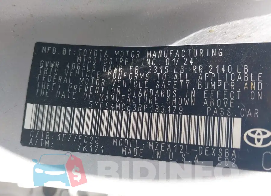 5YFS4MCE3RP183179 Photo# 9