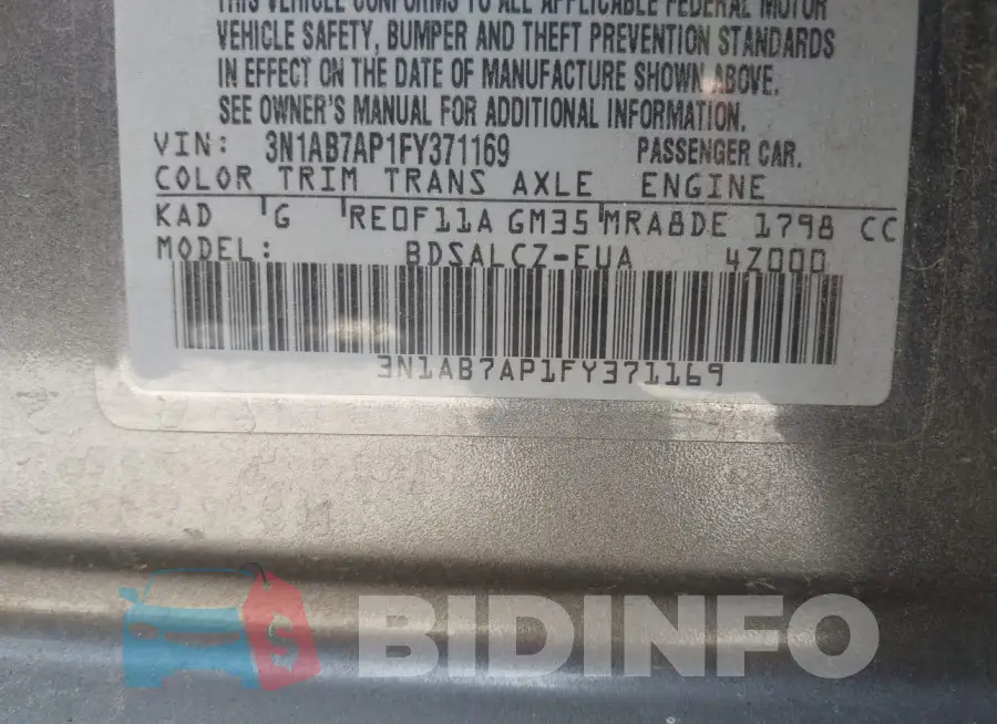 3N1AB7AP1FY371169 Photo# 9