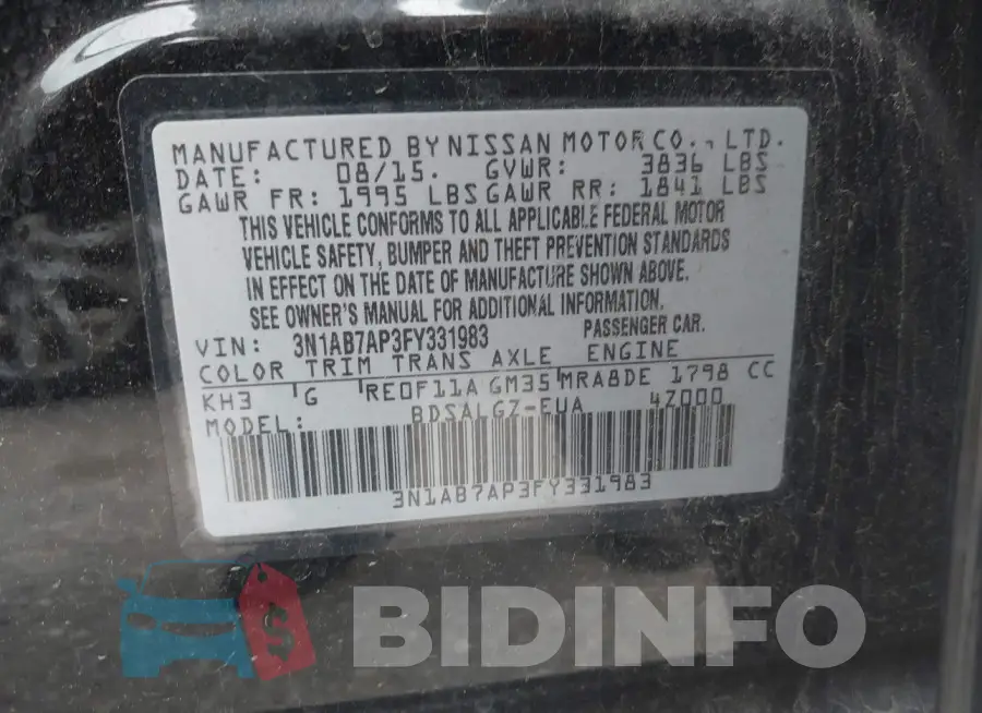 3N1AB7AP3FY331983 Photo# 9