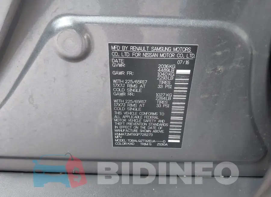 KNMAT2MT6GP728273 Photo# 9