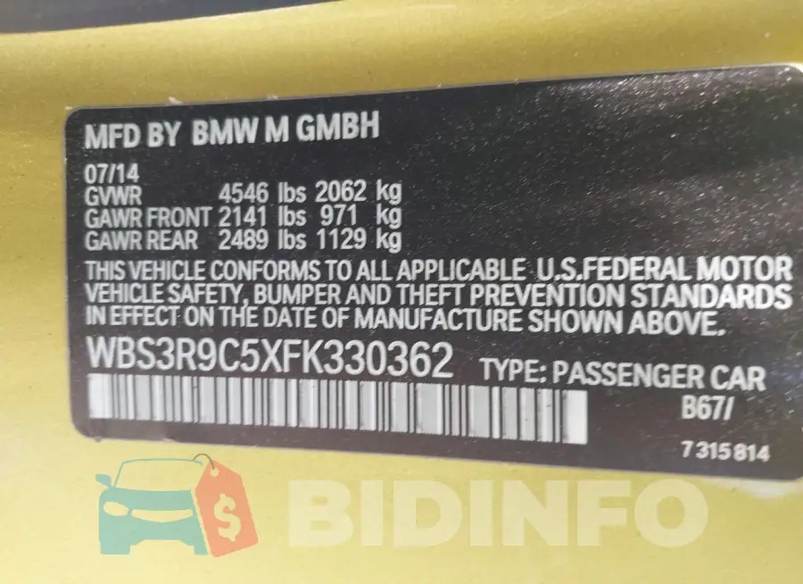 WBS3R9C5XFK330362 Photo# 9