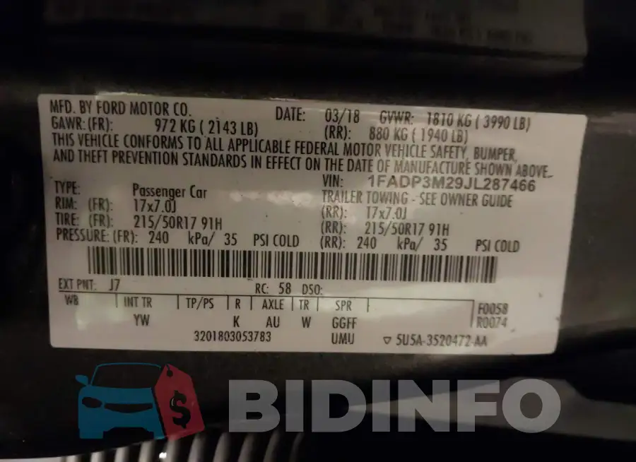 1FADP3M29JL287466 Photo# 9