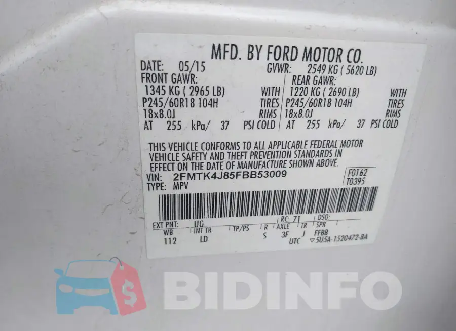 2FMTK4J85FBB53009 Photo# 9