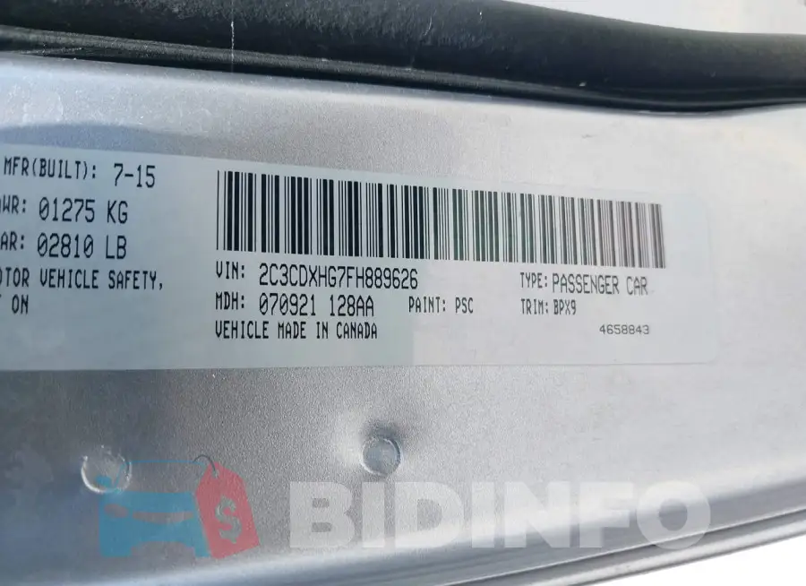 2C3CDXHG7FH889626 Photo# 9