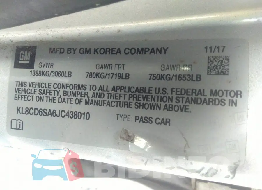 KL8CD6SA6JC438010 Photo# 9