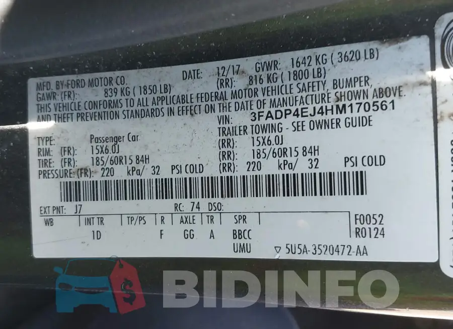 3FADP4EJ4HM170561 Photo# 9