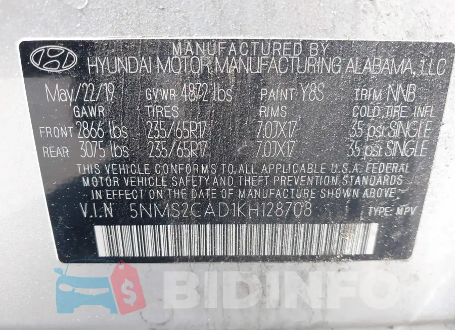 5NMS2CAD1KH128708 Photo# 9