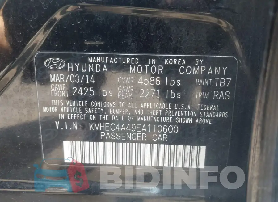 KMHEC4A49EA110600 Photo# 9