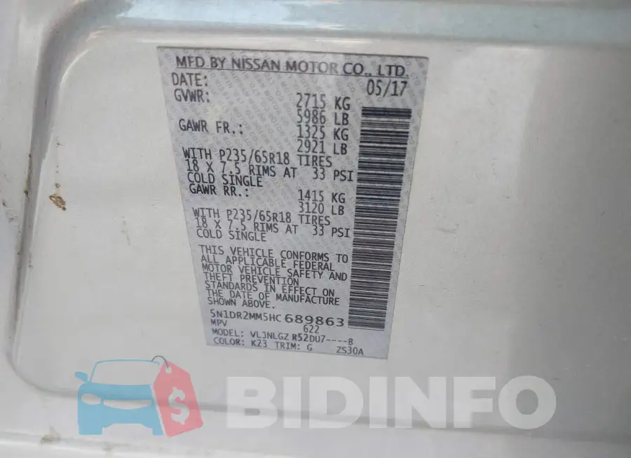 5N1DR2MM5HC689863 Photo# 9