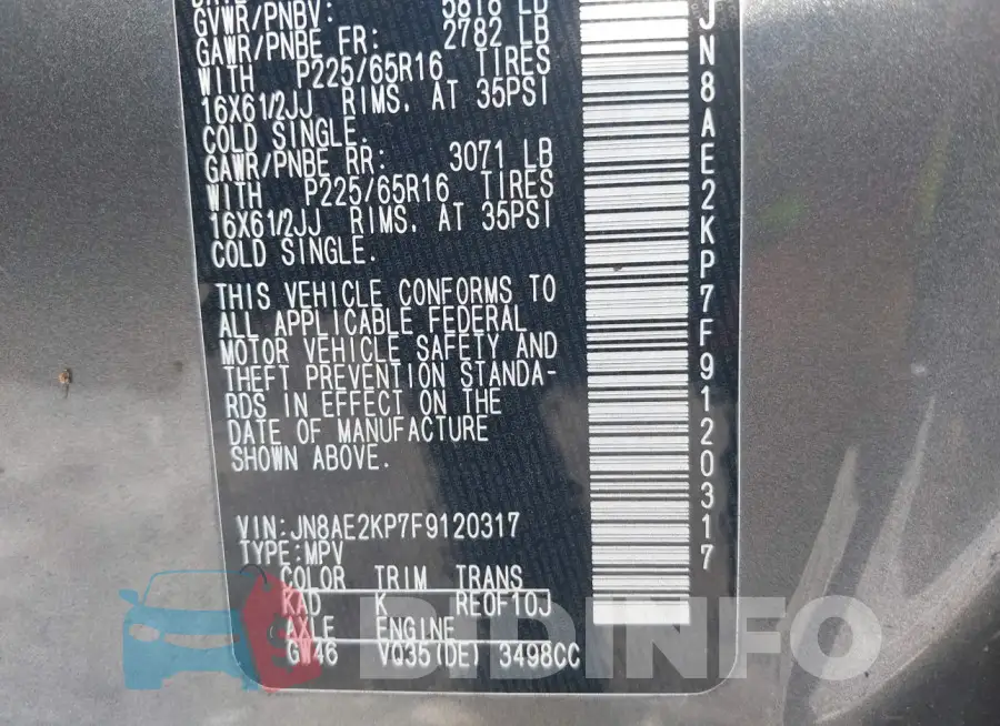 JN8AE2KP7F9120317 Photo# 9