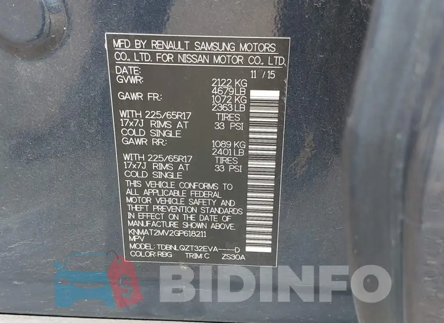 KNMAT2MV2GP618211 Photo# 9