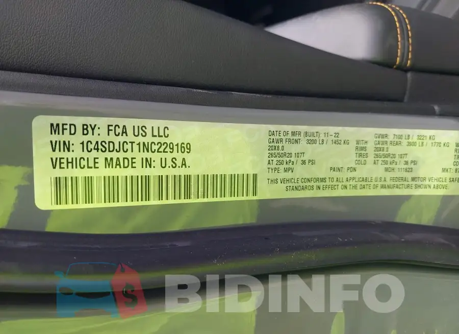 1C4SDJCT1NC229169 Photo# 9