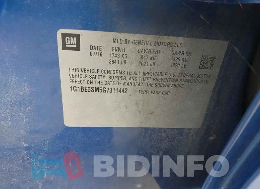1G1BE5SM5G7311442 Photo# 12