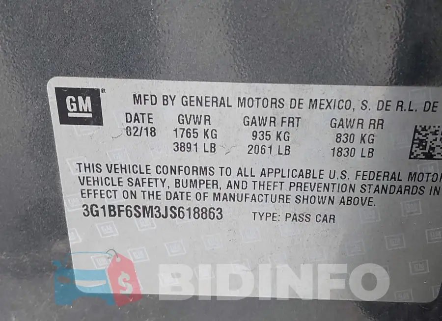 3G1BF6SM3JS618863 Photo# 9