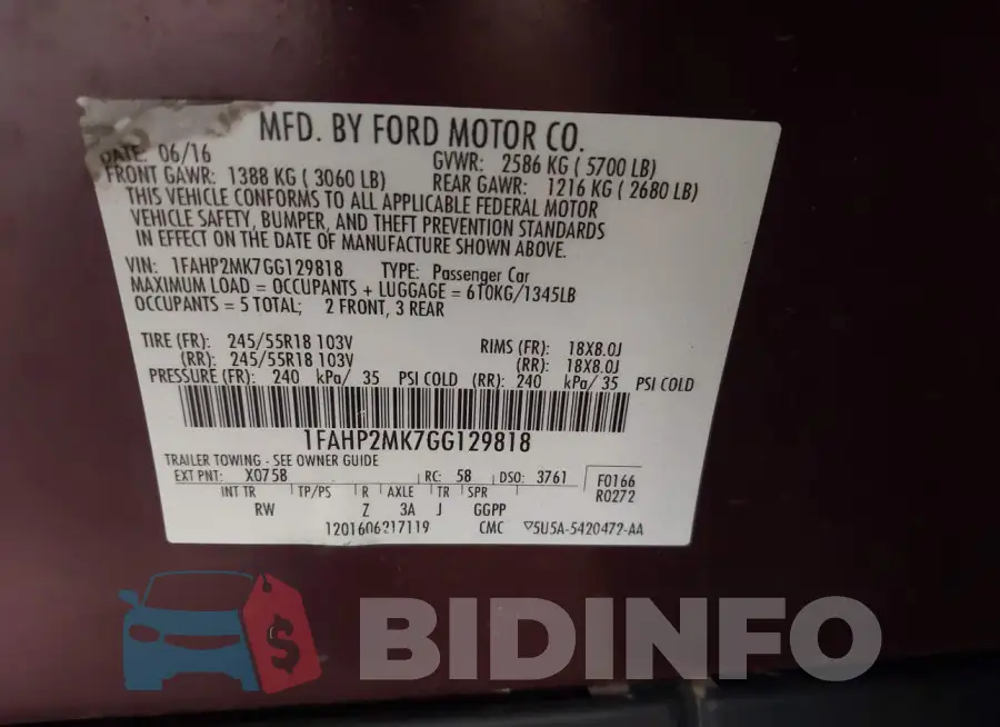 1FAHP2MK7GG129818 Photo# 9