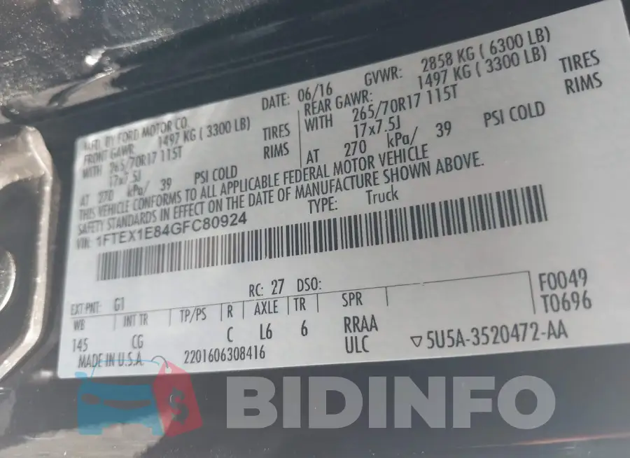 1FTEX1E84GFC80924 Photo# 9