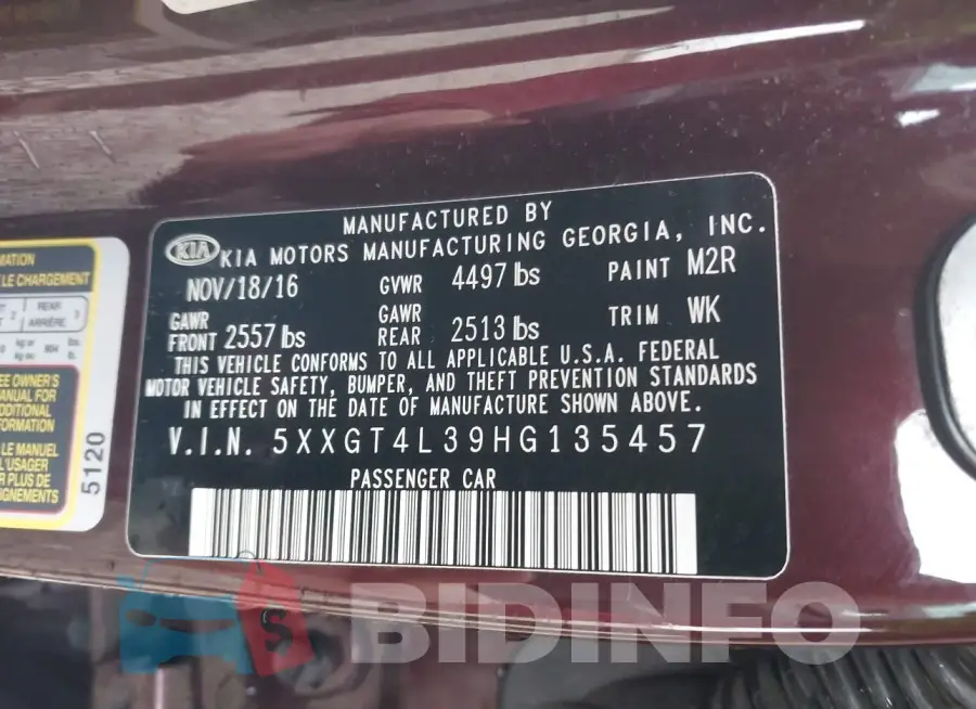 5XXGT4L39HG135457 Photo# 9