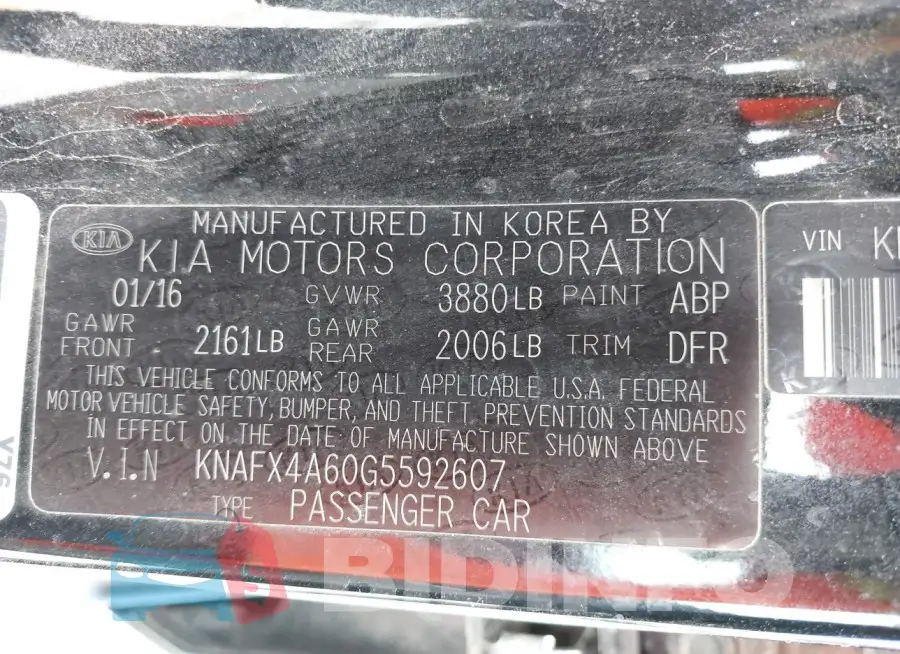 KNAFX4A60G5592607 Photo# 9