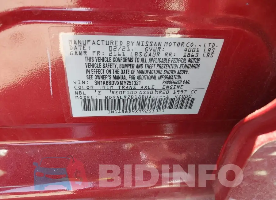 3N1AB8DVXMY251321 Photo# 9