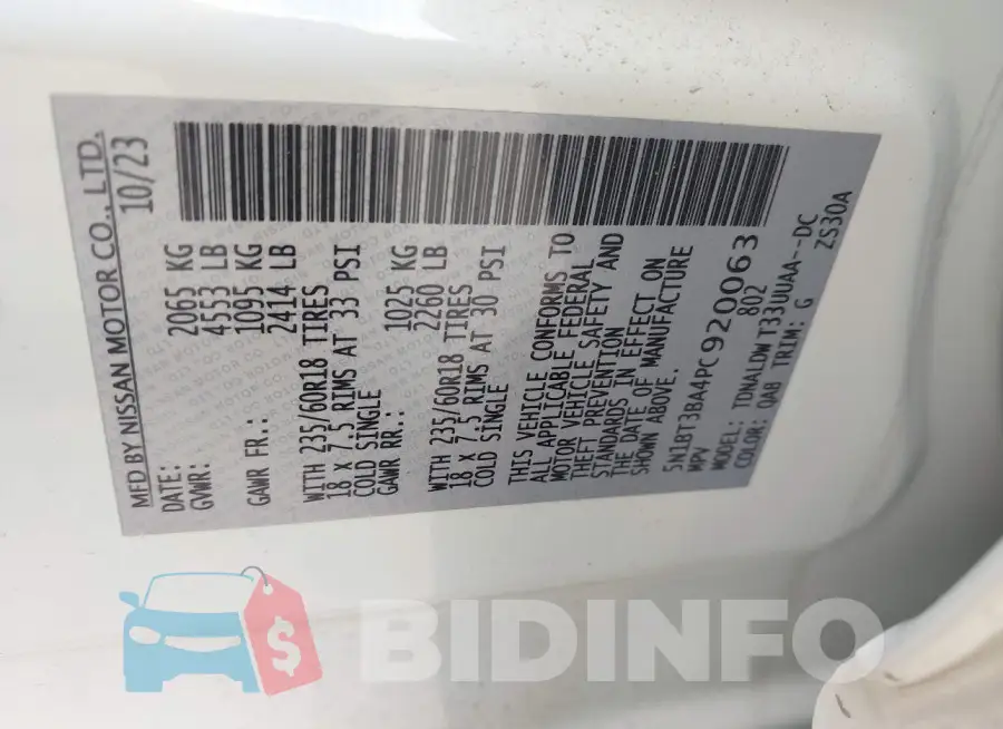 5N1BT3BA4PC920063 Photo# 9