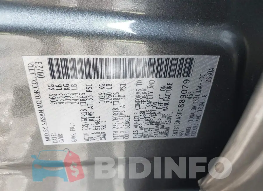 5N1BT3BA5PC889079 Photo# 9