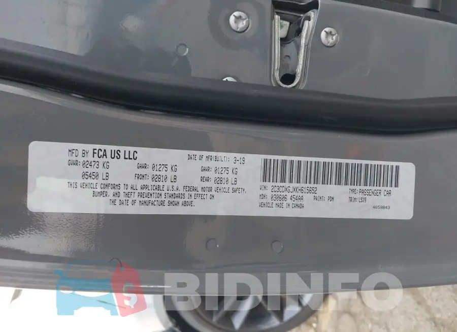 2C3CDXGJXKH615652 Photo# 9