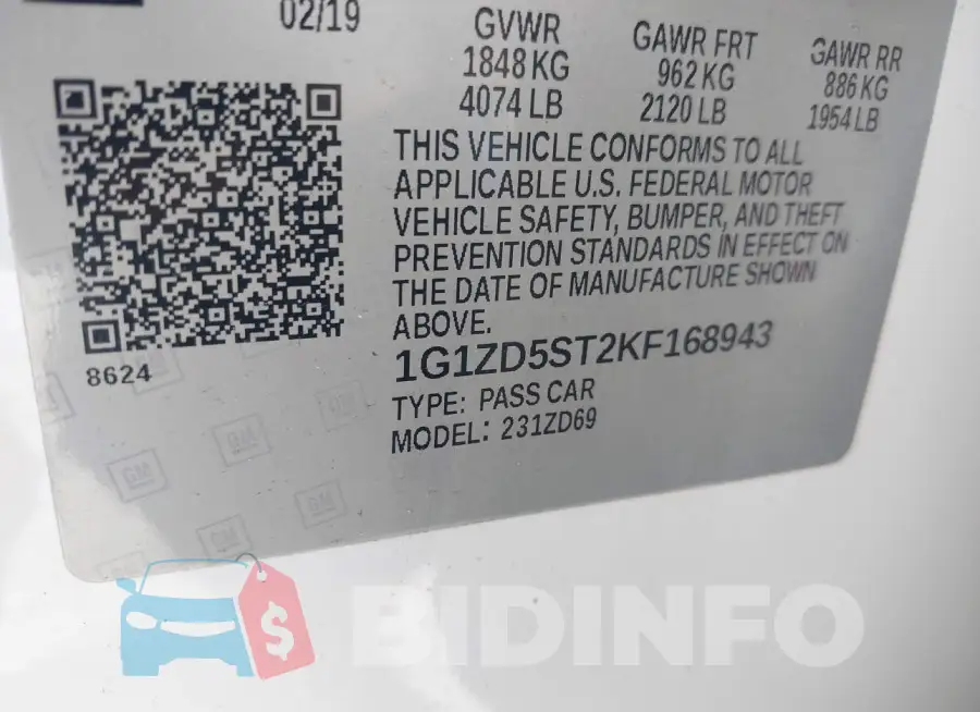 1G1ZD5ST2KF168943 Photo# 9