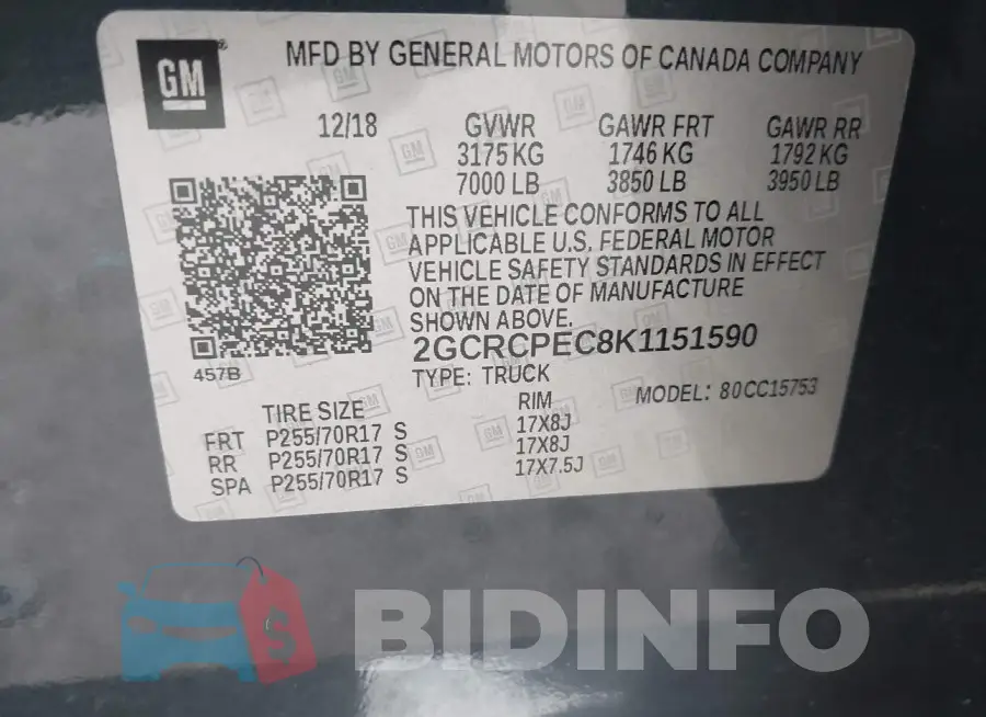 2GCRCPEC8K1151590 Photo# 9