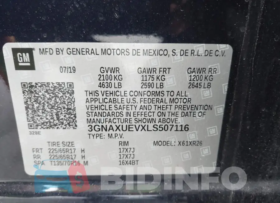 3GNAXUEVXLS507116 Photo# 9