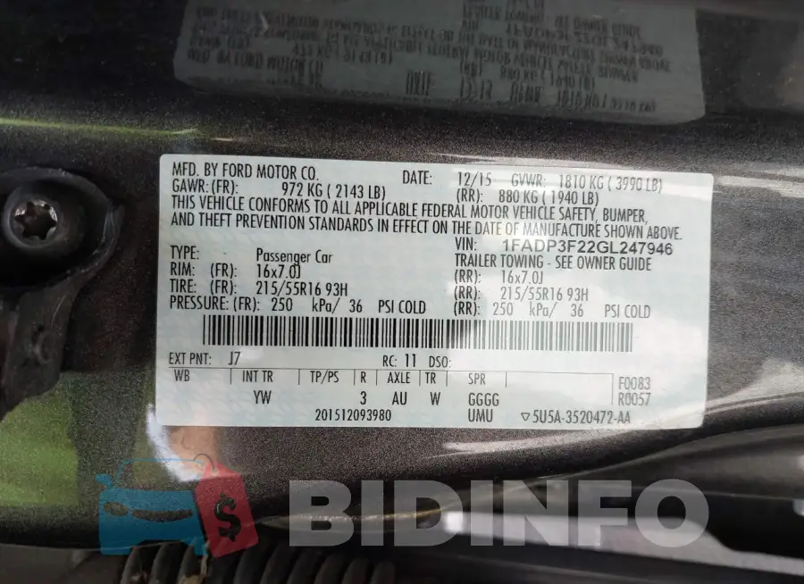 1FADP3F22GL247946 Photo# 9