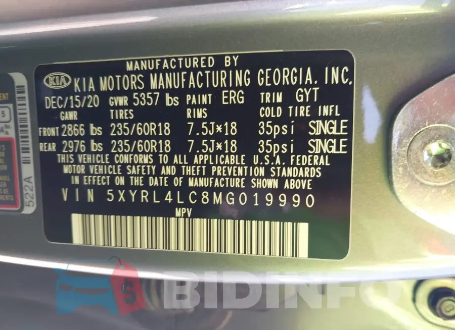 5XYRL4LC8MG019990 Photo# 9