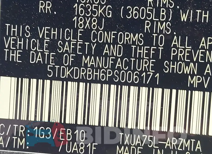 5TDKDRBH6PS006171 Photo# 9
