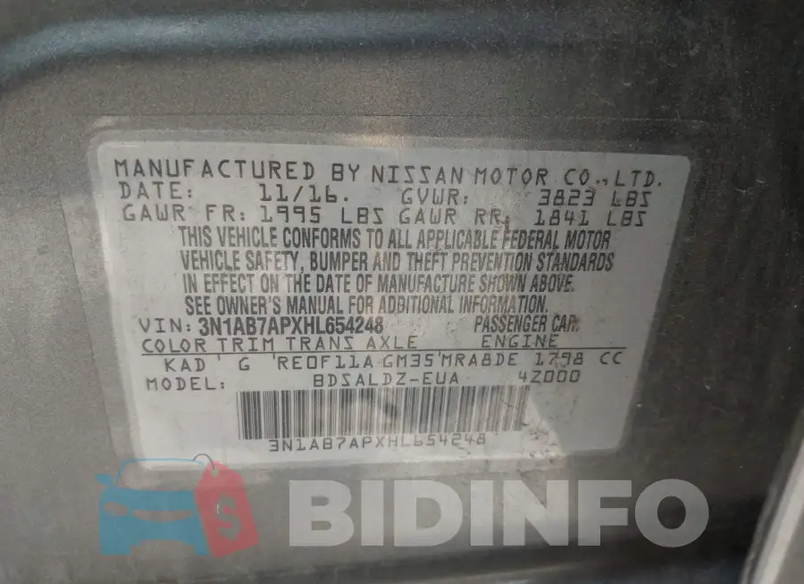 3N1AB7APXHL654248 Photo# 9