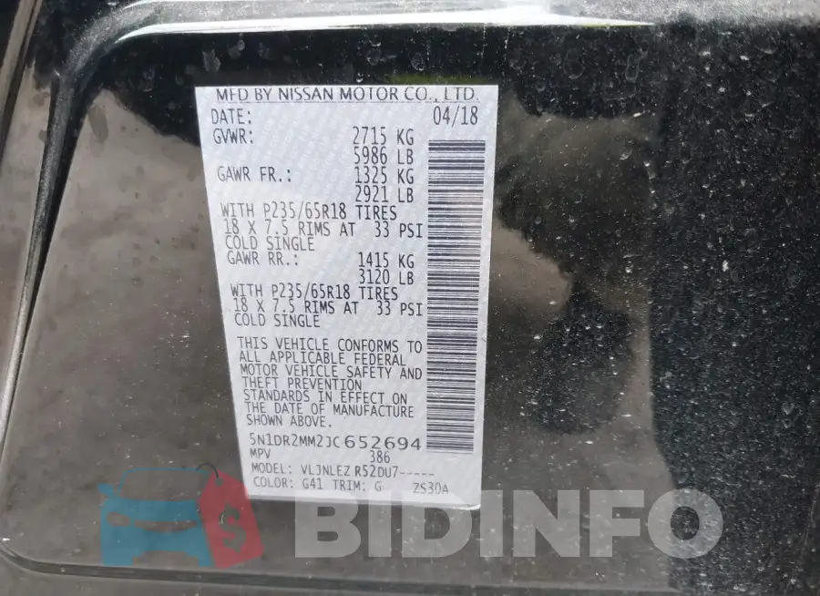 5N1DR2MM2JC652694 Photo# 9