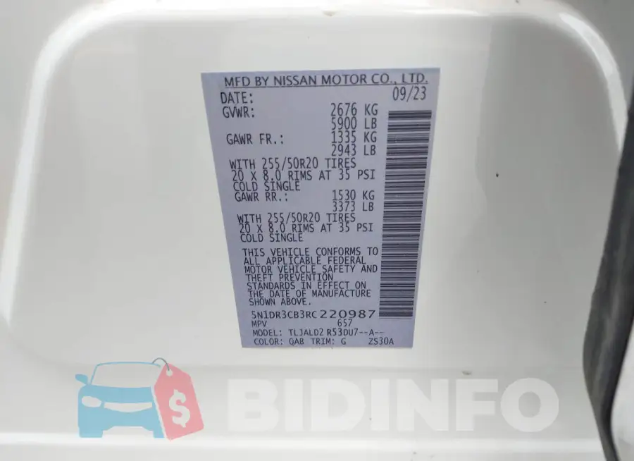 5N1DR3CB3RC220987 Photo# 9