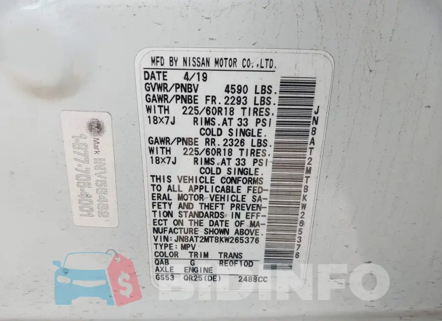 JN8AT2MT8KW265376 Photo# 9