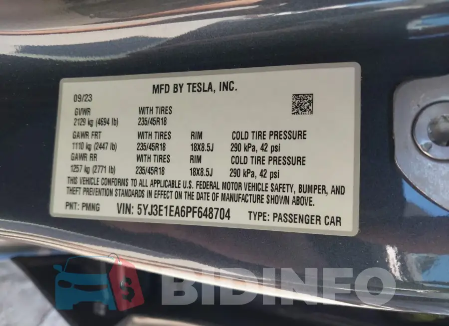 5YJ3E1EA6PF648704 Photo# 9
