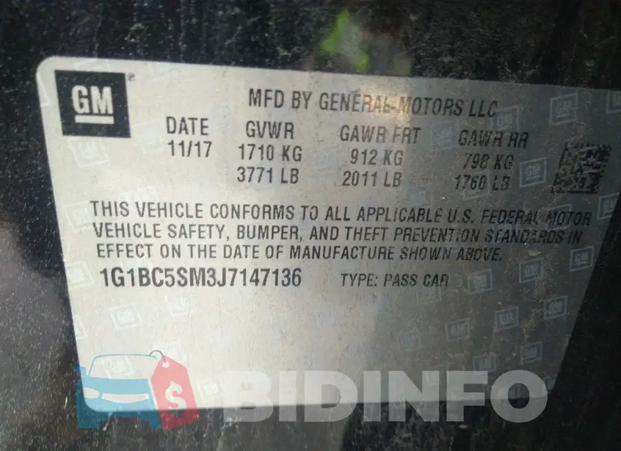 1G1BC5SM3J7147136 Photo# 9