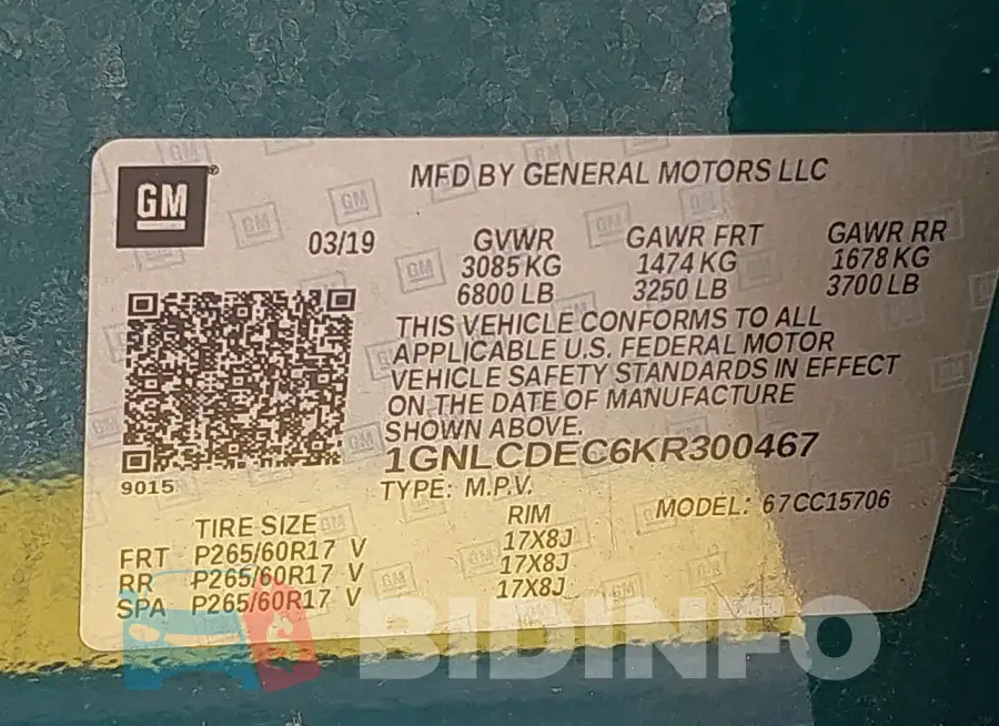 1GNLCDEC6KR300467 Photo# 9