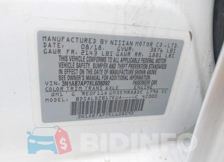 3N1AB7AP7KL608092 Photo# 9