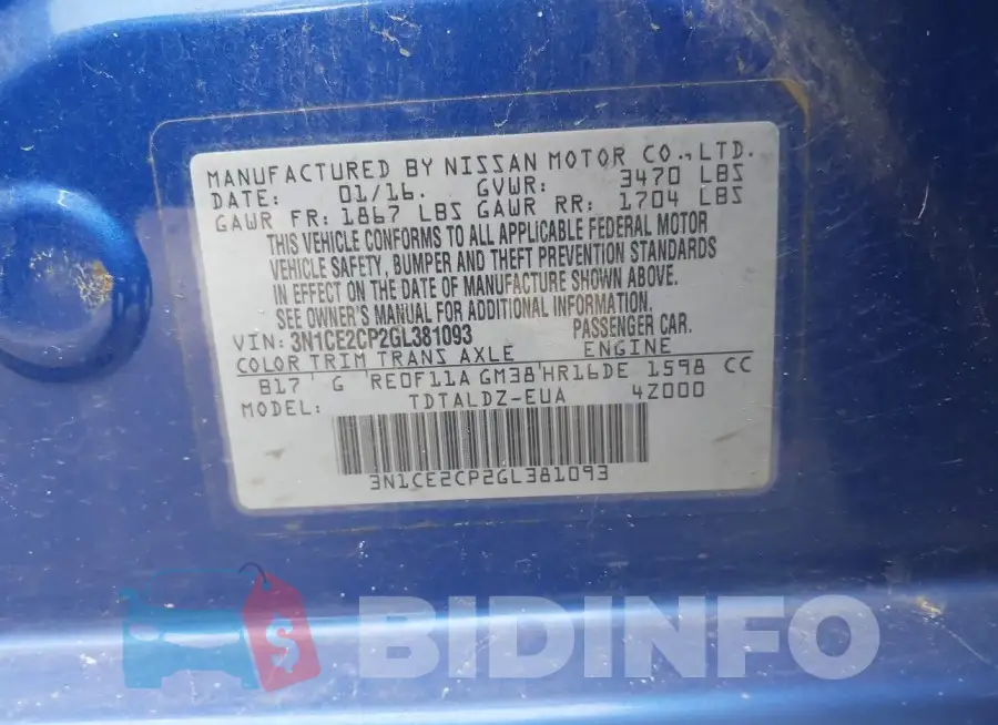 3N1CE2CP2GL381093 Photo# 9